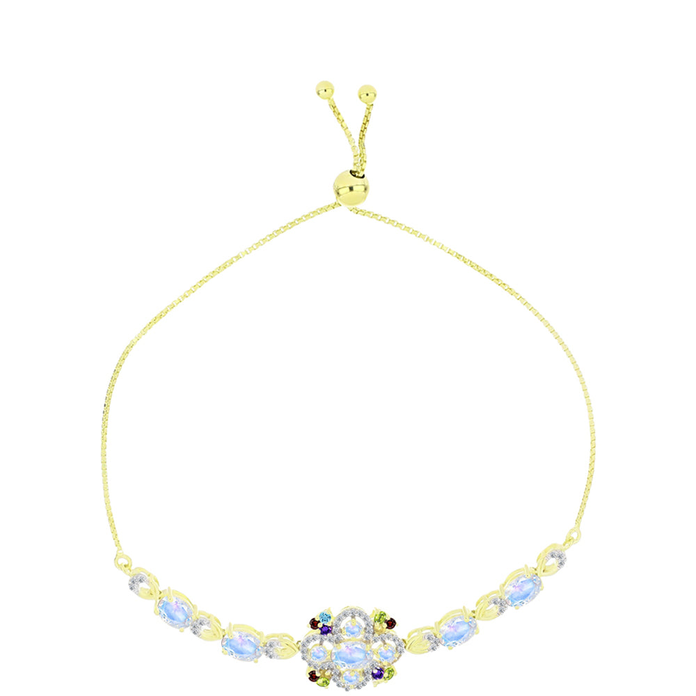 Goldplattiertes Silberarmband mit Regenbogenmondstein