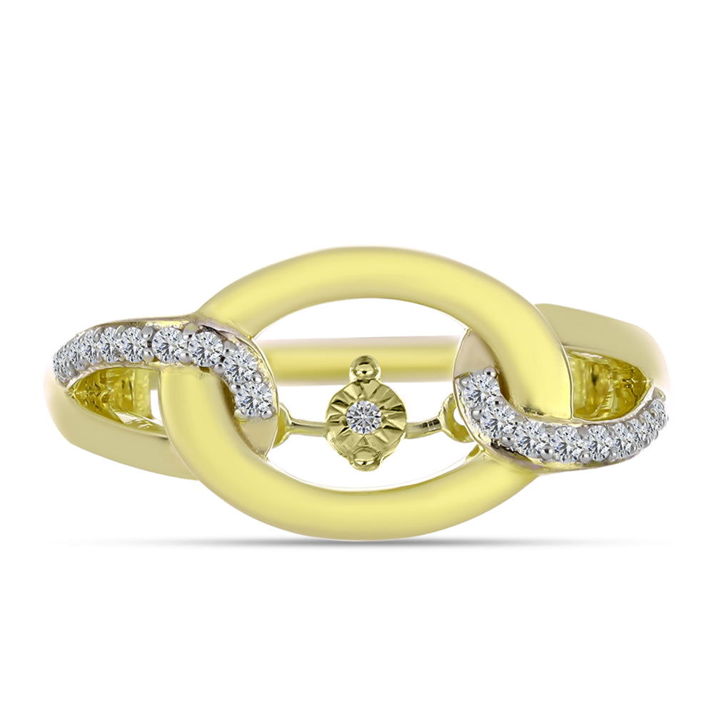 Goldplattierter Silberring mit weißem Diamant und weißem Topas 1 