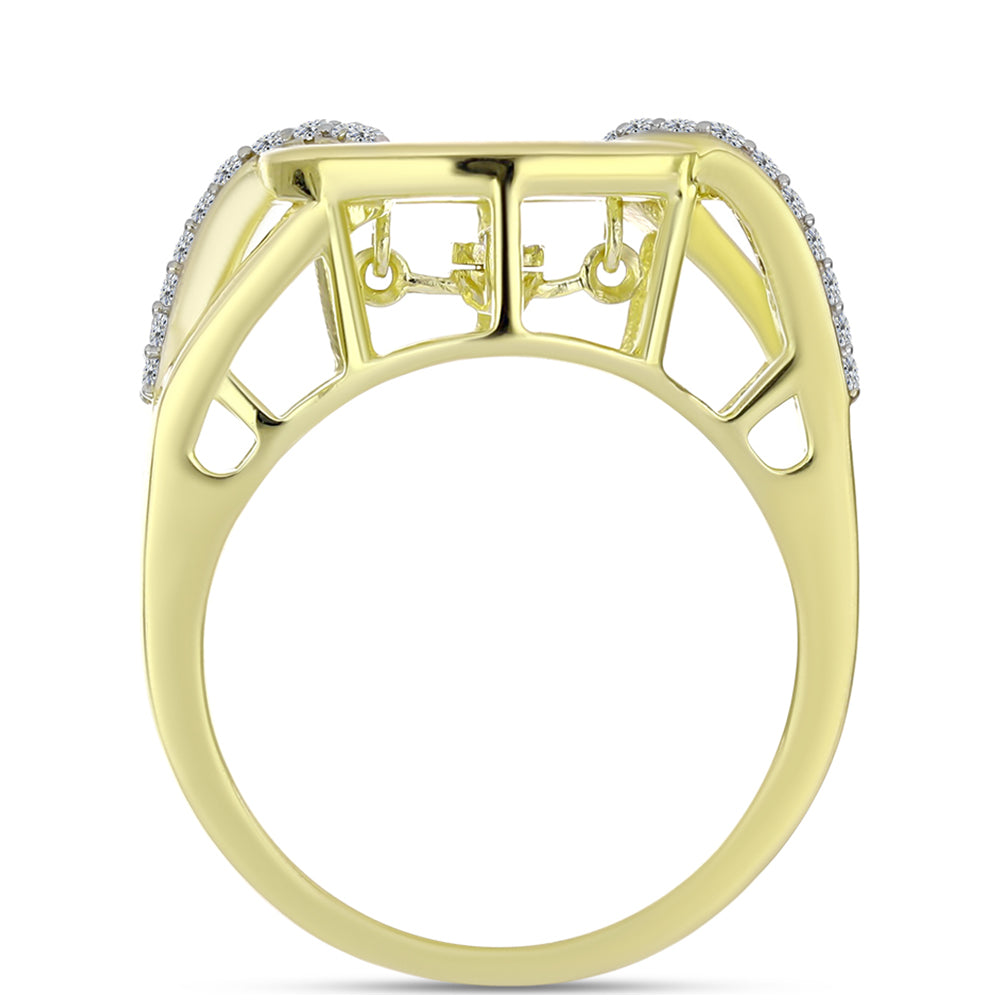 Goldplattierter Silberring mit weißem Diamant und weißem Topas 2 