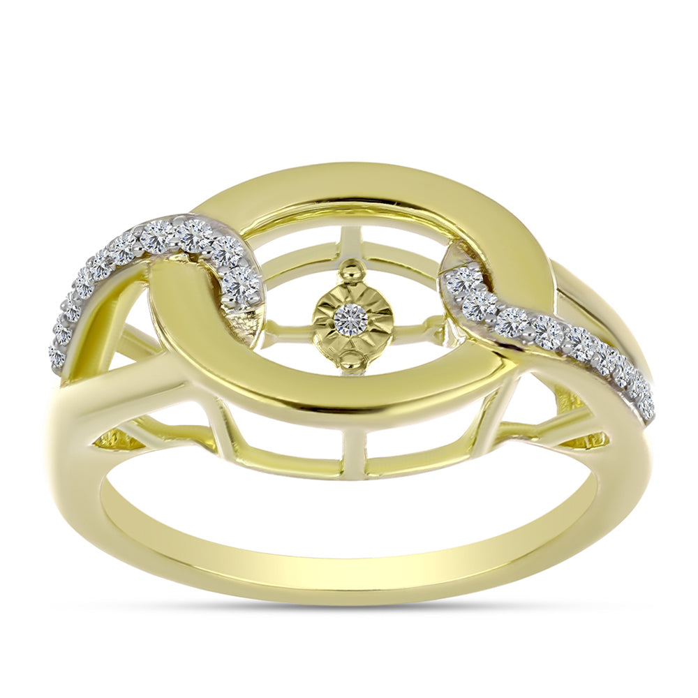 Goldplattierter Silberring mit weißem Diamant und weißem Topas