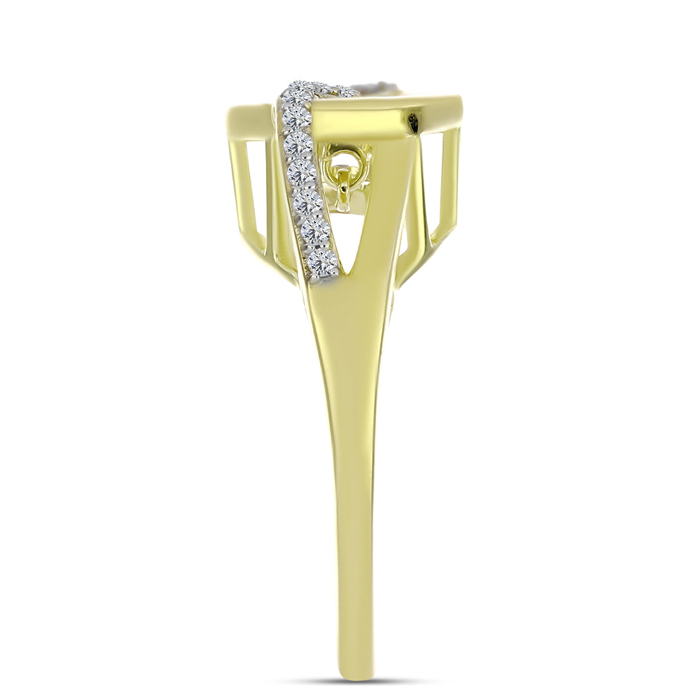 Goldplattierter Silberring mit weißem Diamant und weißem Topas 4 
