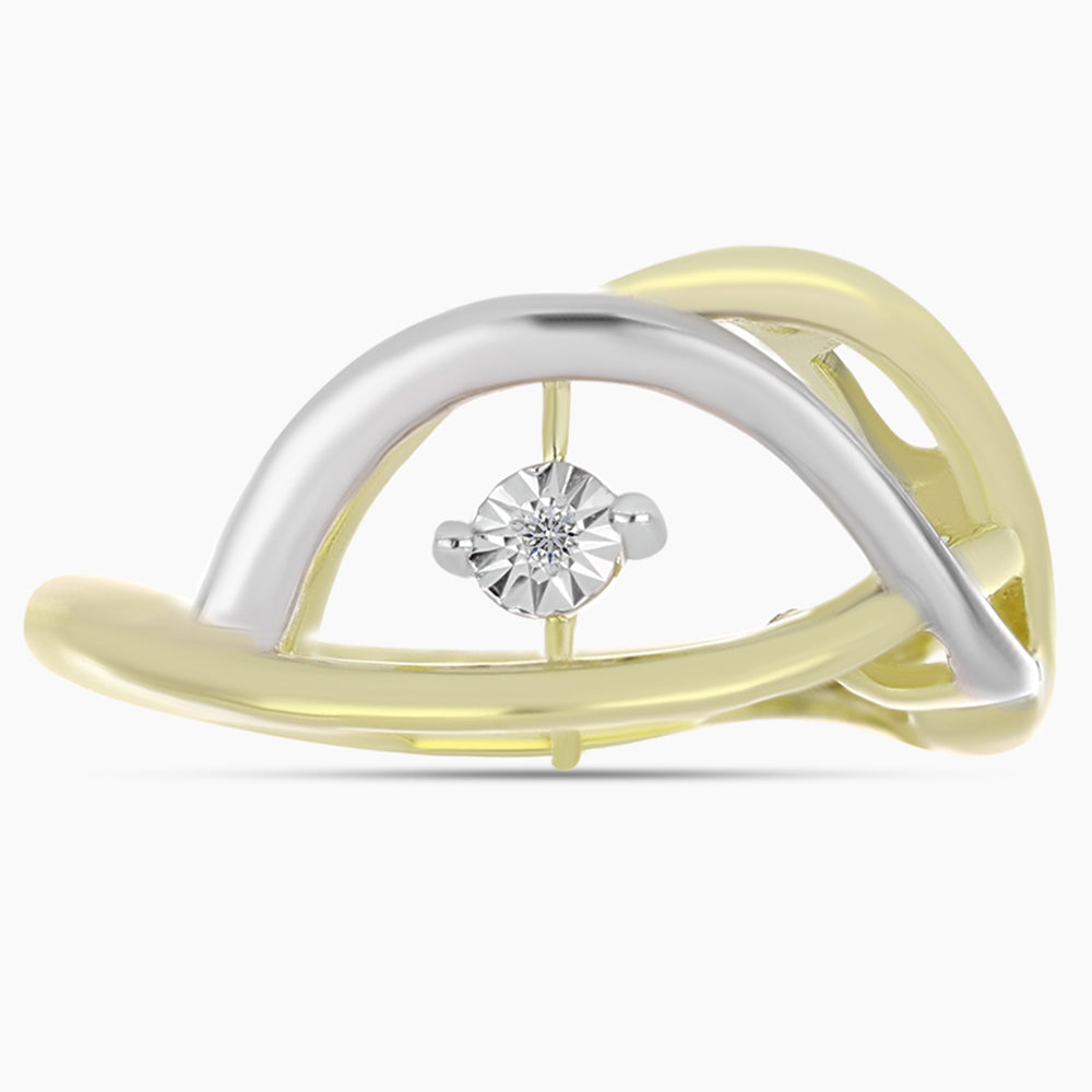 Goldplattierter Silberring mit weißem Diamant 1 