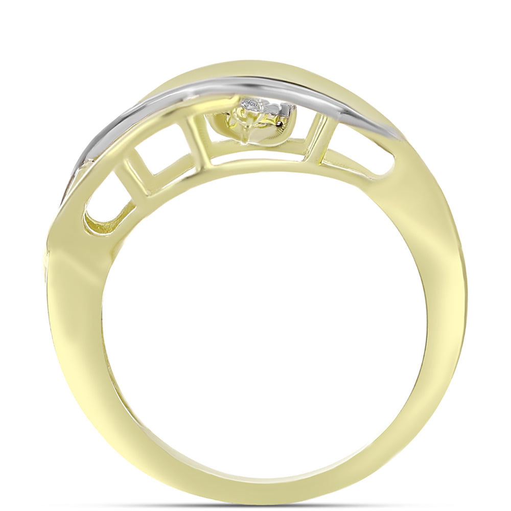 Goldplattierter Silberring mit weißem Diamant 2 
