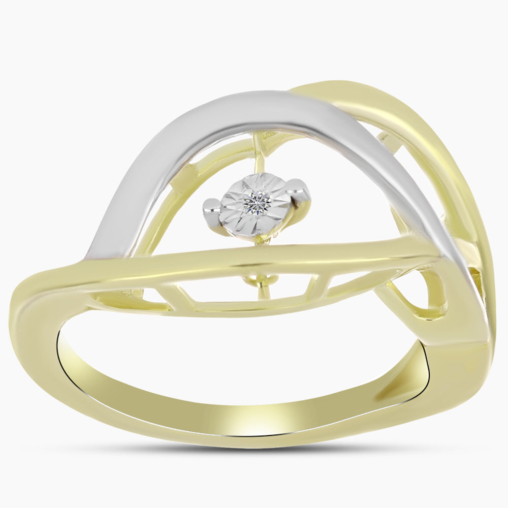 Goldplattierter Silberring mit weißem Diamant 3 