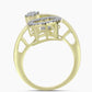 Goldplattierter Silberring mit weißem Diamant und weißem Topas