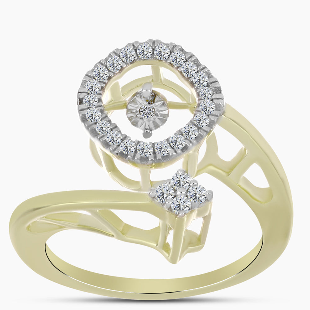 Goldplattierter Silberring mit weißem Diamant und weißem Topas 3 