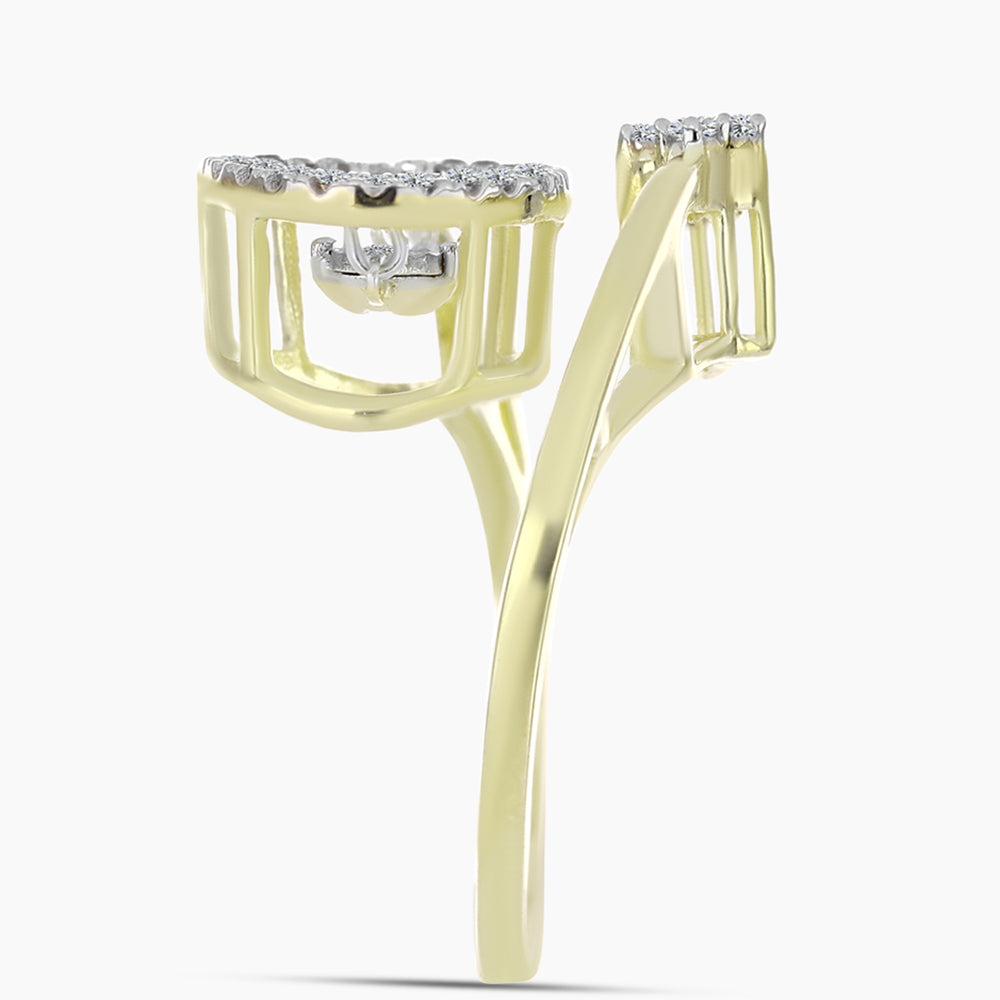 Goldplattierter Silberring mit weißem Diamant und weißem Topas