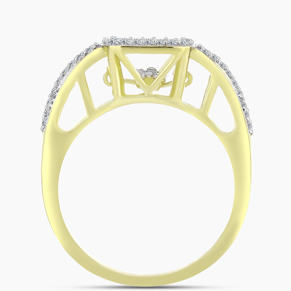 Goldplattierter Silberring mit weißem Diamant und weißem Topas 2 