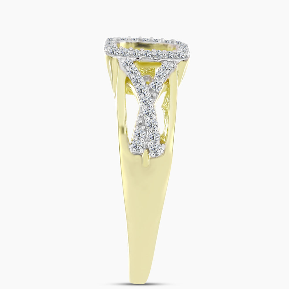 Goldplattierter Silberring mit weißem Diamant und weißem Topas 4 