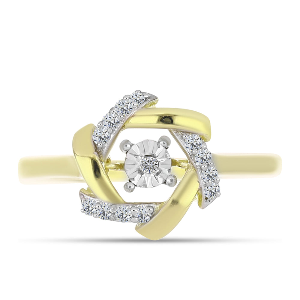 Goldplattierter Silberring mit weißem Diamant und weißem Topas 5 