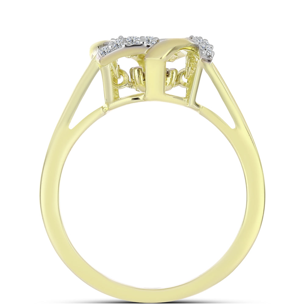 Goldplattierter Silberring mit weißem Diamant und weißem Topas 2 