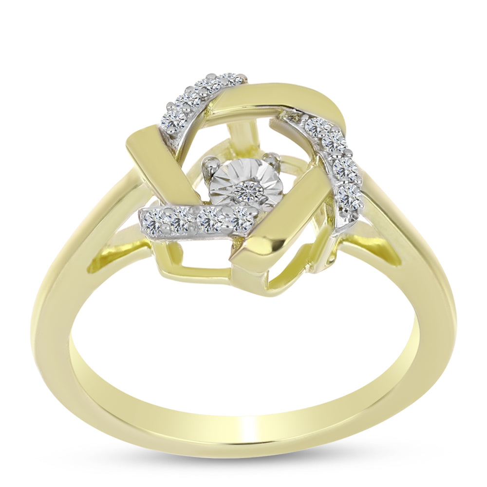 Goldplattierter Silberring mit weißem Diamant und weißem Topas 3 