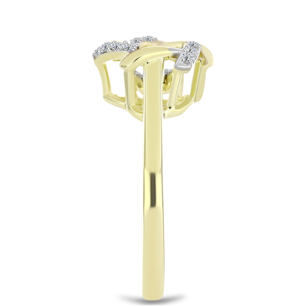 Goldplattierter Silberring mit weißem Diamant und weißem Topas