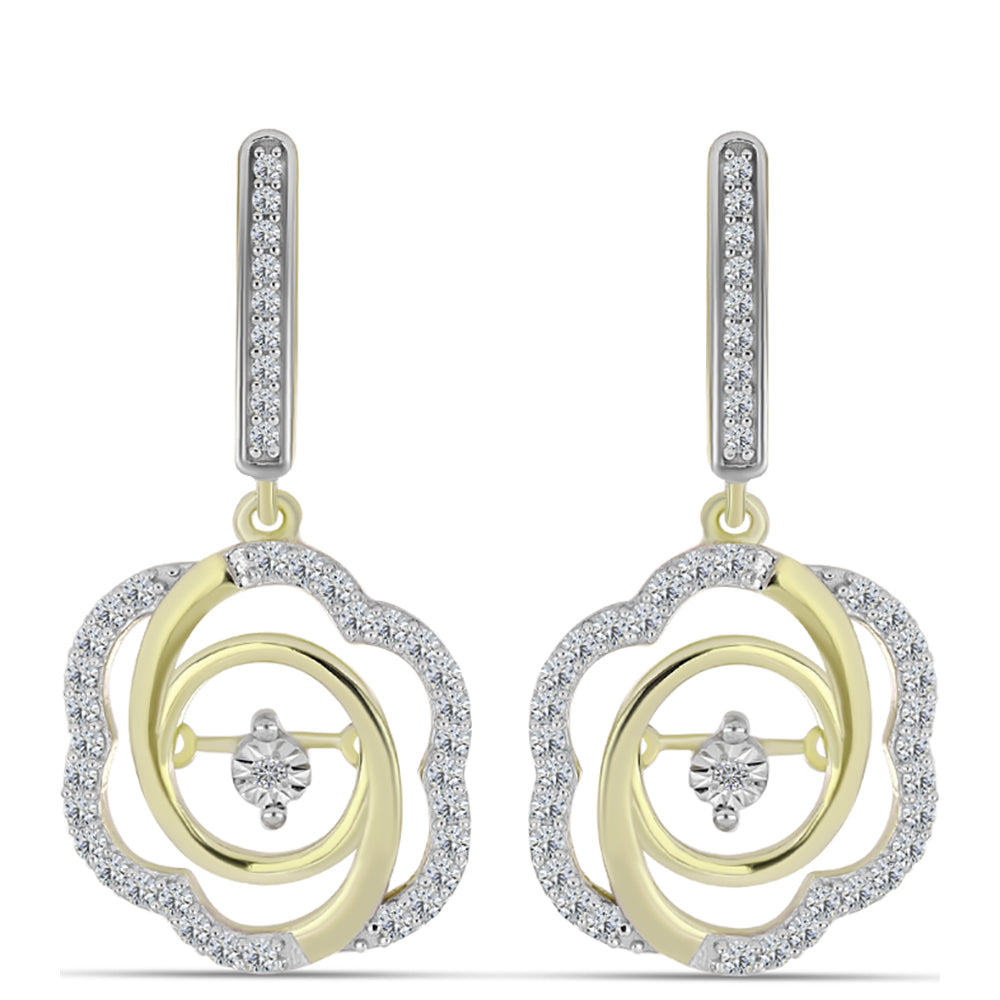 Goldplattierte Silberohrringe mit weißem Diamant und weißem Topas