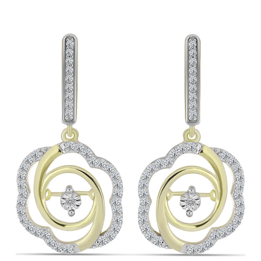 Goldplattierte Silberohrringe mit weißem Diamant und weißem Topas