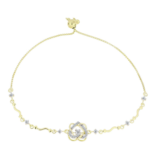 Goldplattiertes Silberarmband mit weißem Diamant und weißem Topas