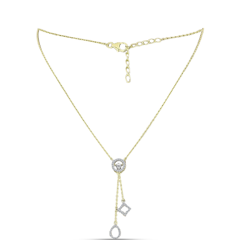 Goldplattierte Silberhalskette mit weißem Diamant und weißem Topas