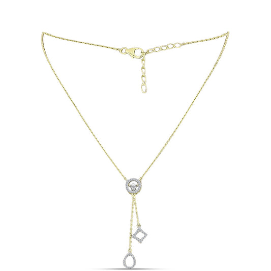 Goldplattierte Silberhalskette mit weißem Diamant und weißem Topas