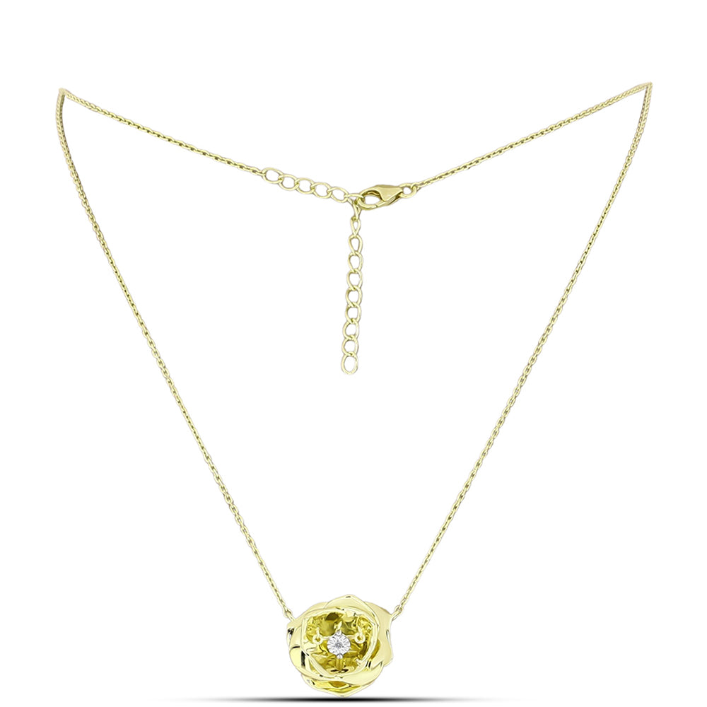 Goldplattierte Silberhalskette mit weißem Diamant 2 