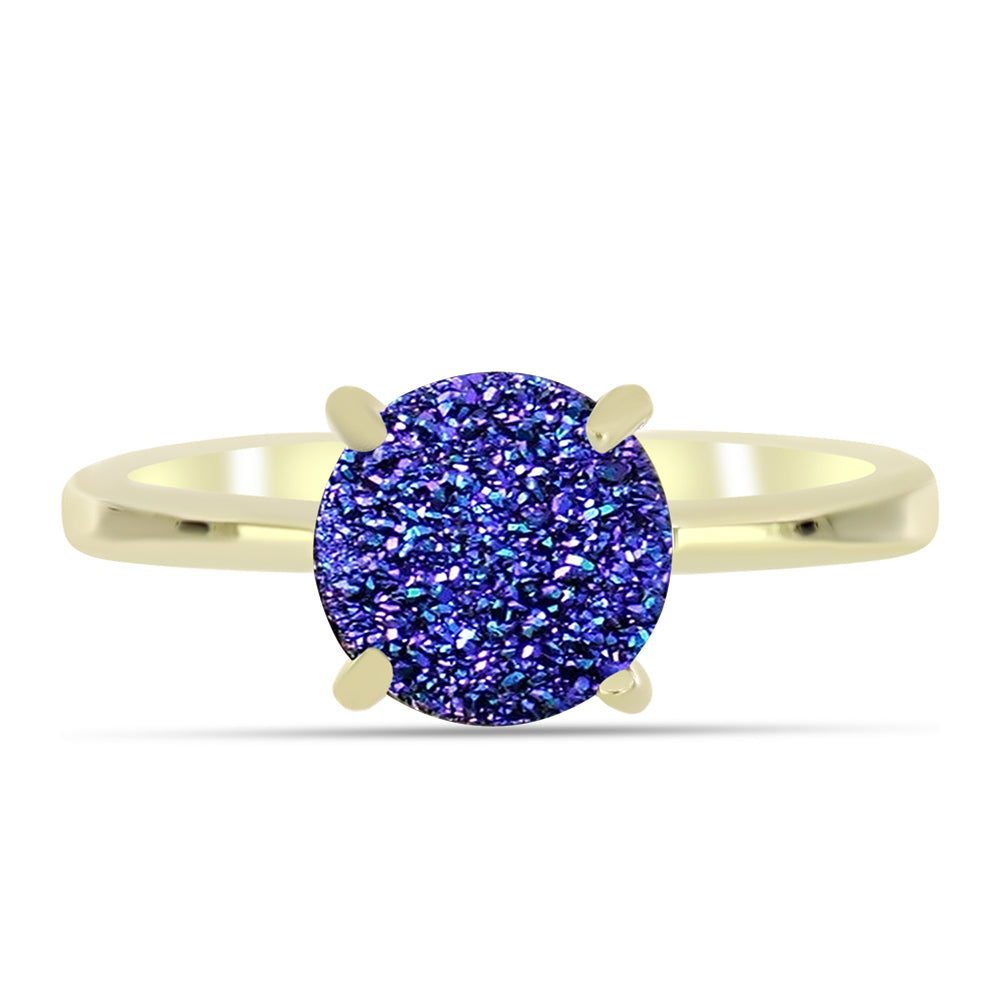 Goldplattierter Silberring mit lila Druse 1 