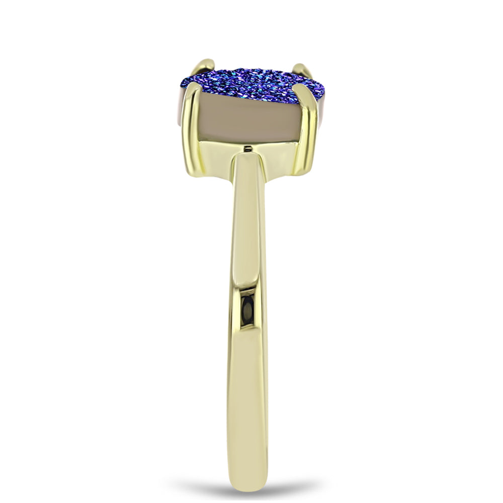 Goldplattierter Silberring mit lila Druse 8 