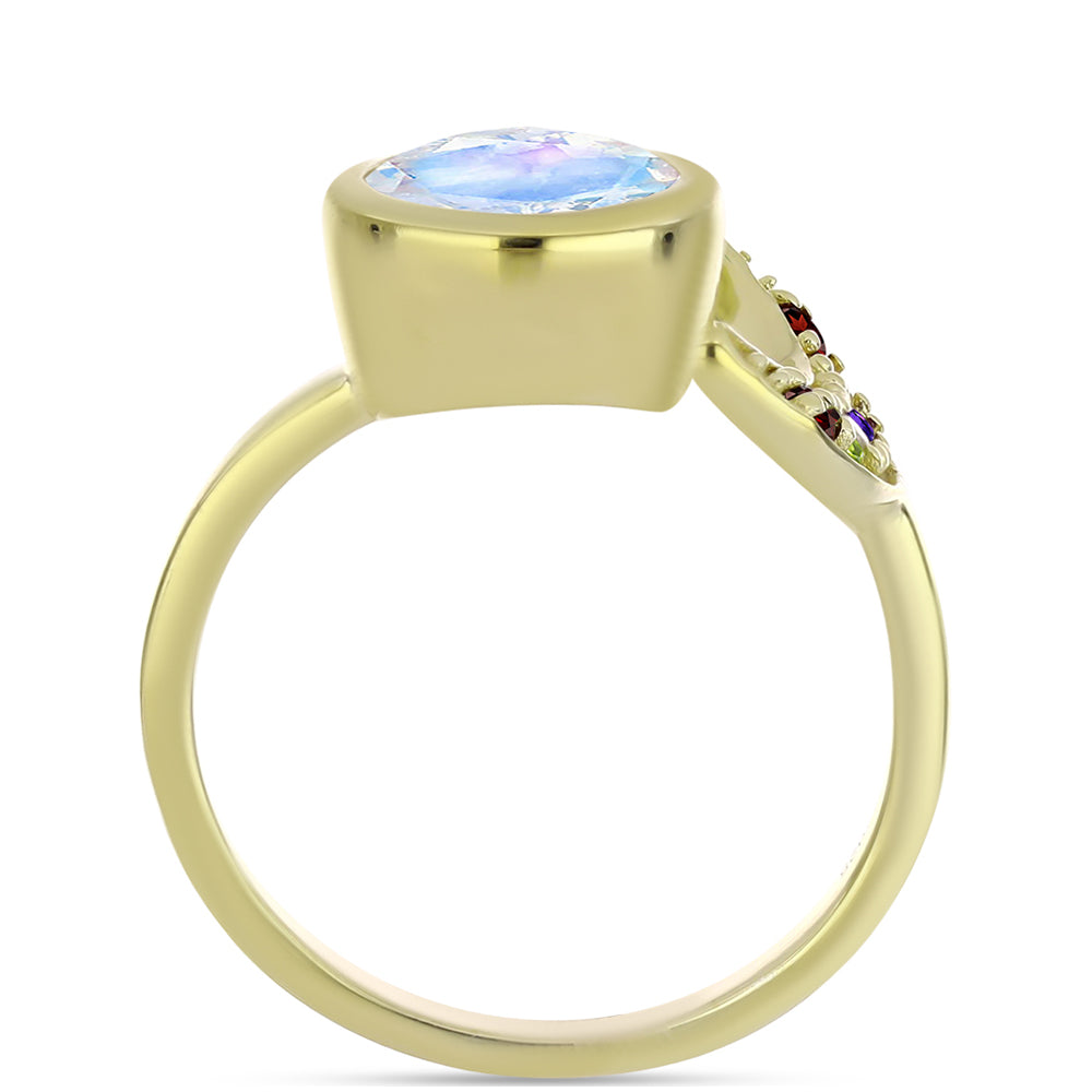 Goldplattierter Silberring mit Regenbogenmondstein und marokkanischem Amethyst 2 