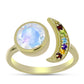 Goldplattierter Silberring mit Regenbogenmondstein und marokkanischem Amethyst
