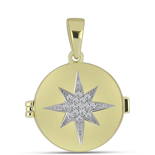 Goldplattierter Silberanhänger mit weißem Diamant