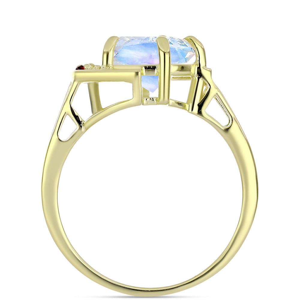 Goldplattierter Silberring mit Regenbogenmondstein und marokkanischem Amethyst 2 