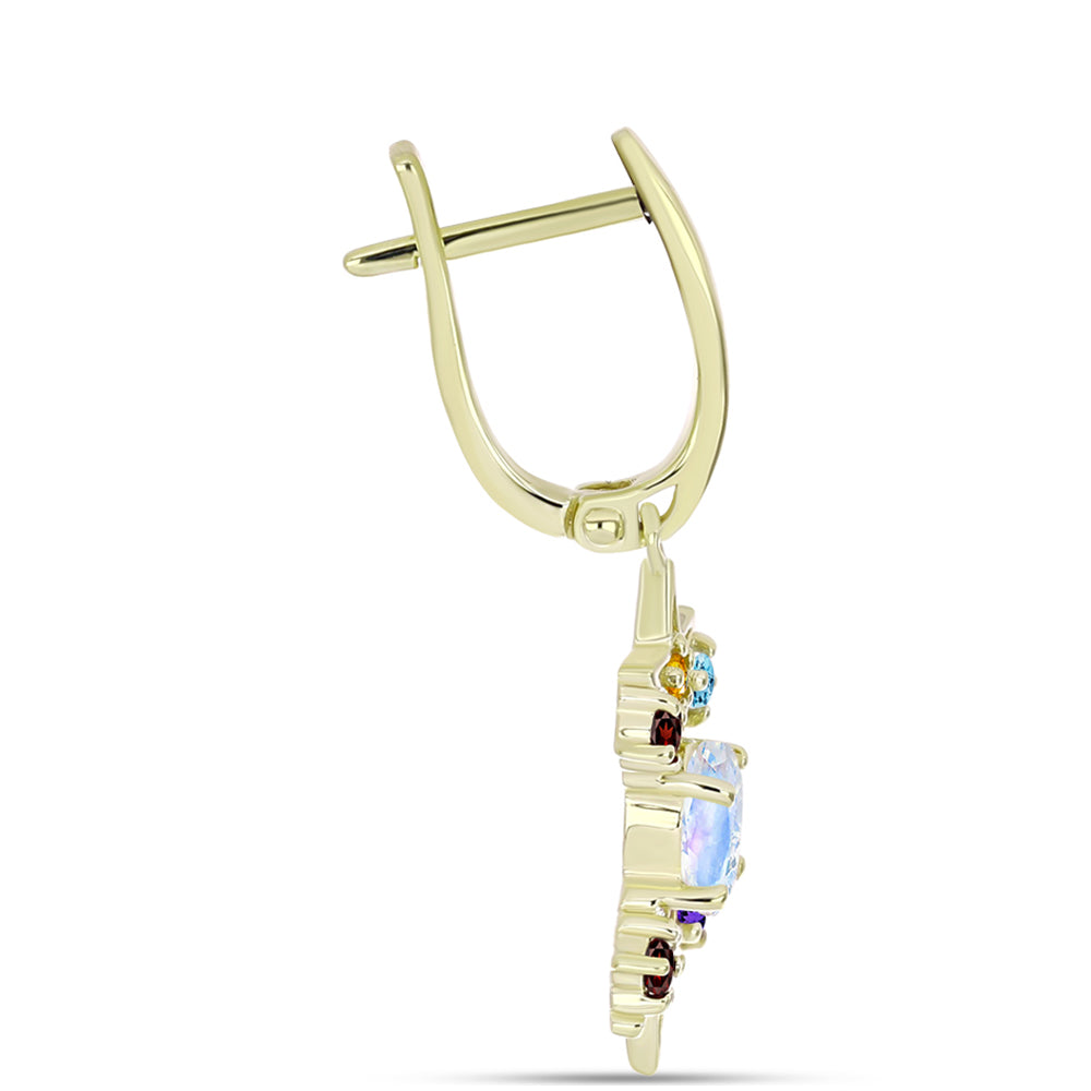 Goldplattierte Silberohrringe mit Regenbogenmondstein und marokkanischem Amethyst 4 