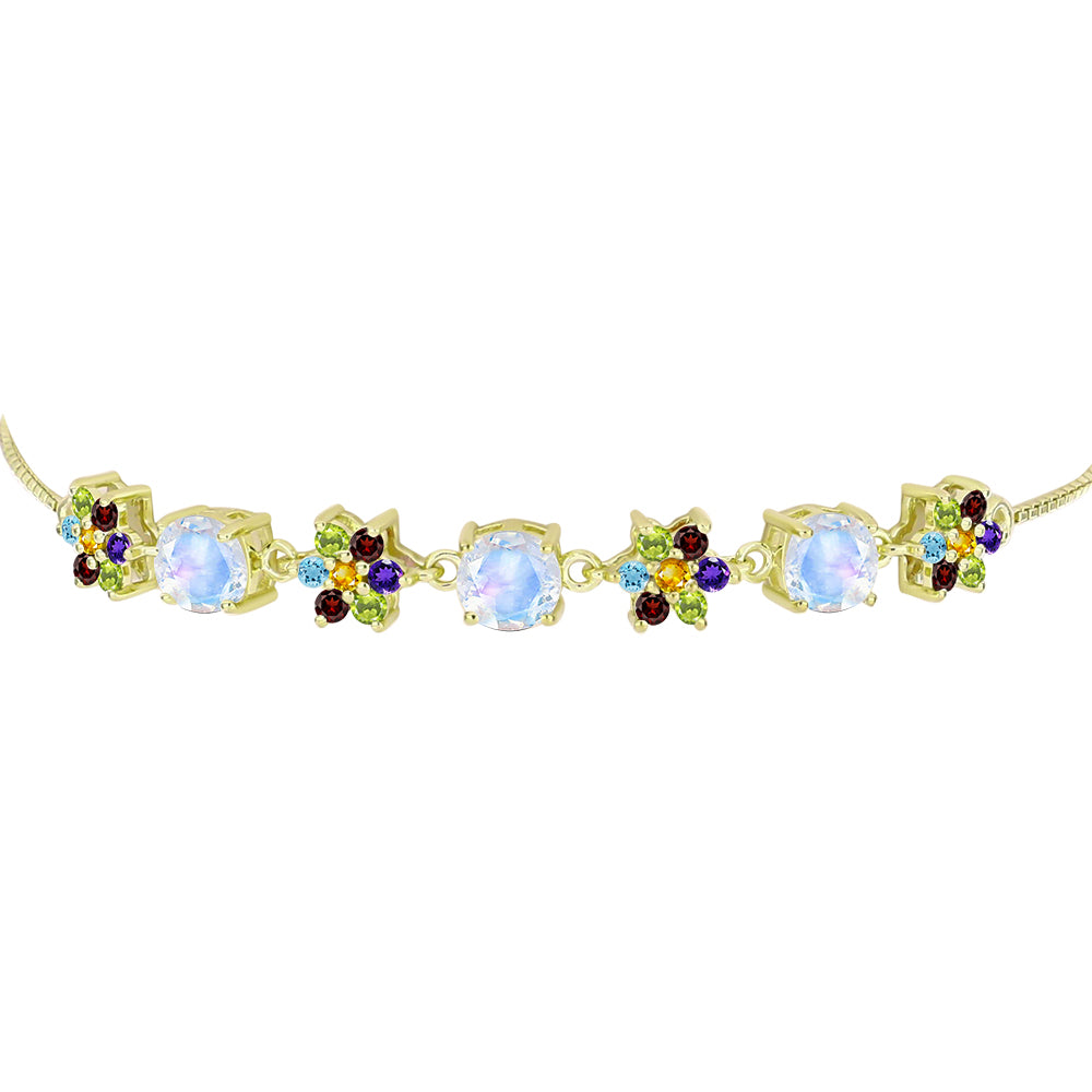 Goldplattiertes Silberarmband mit Regenbogenmondstein und marokkanischem Amethyst 3 