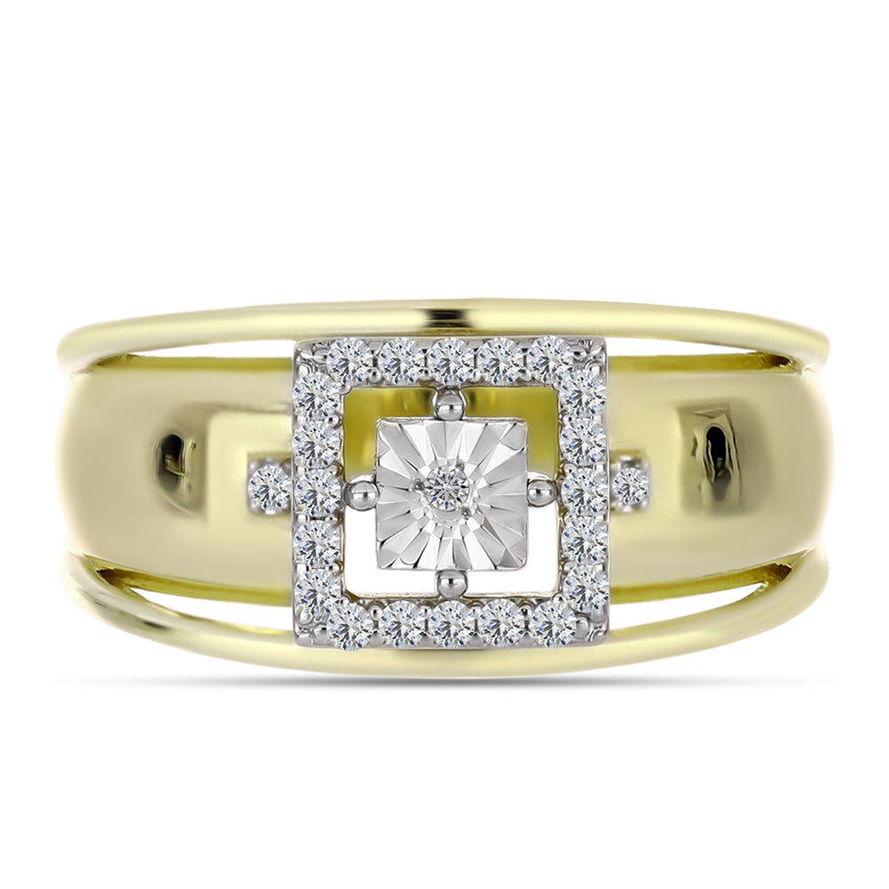 Goldplattierter Silberring mit weißem Diamant und weißem Topas 5 