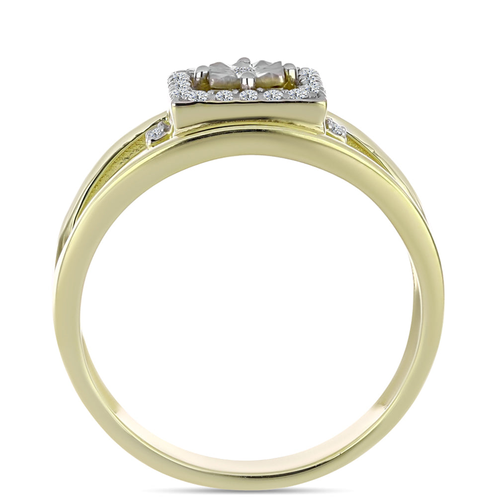 Goldplattierter Silberring mit weißem Diamant und weißem Topas 6 