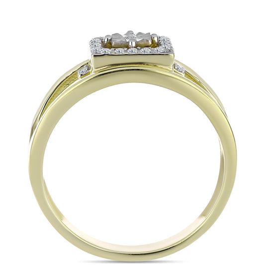Goldplattierter Silberring mit weißem Diamant und weißem Topas