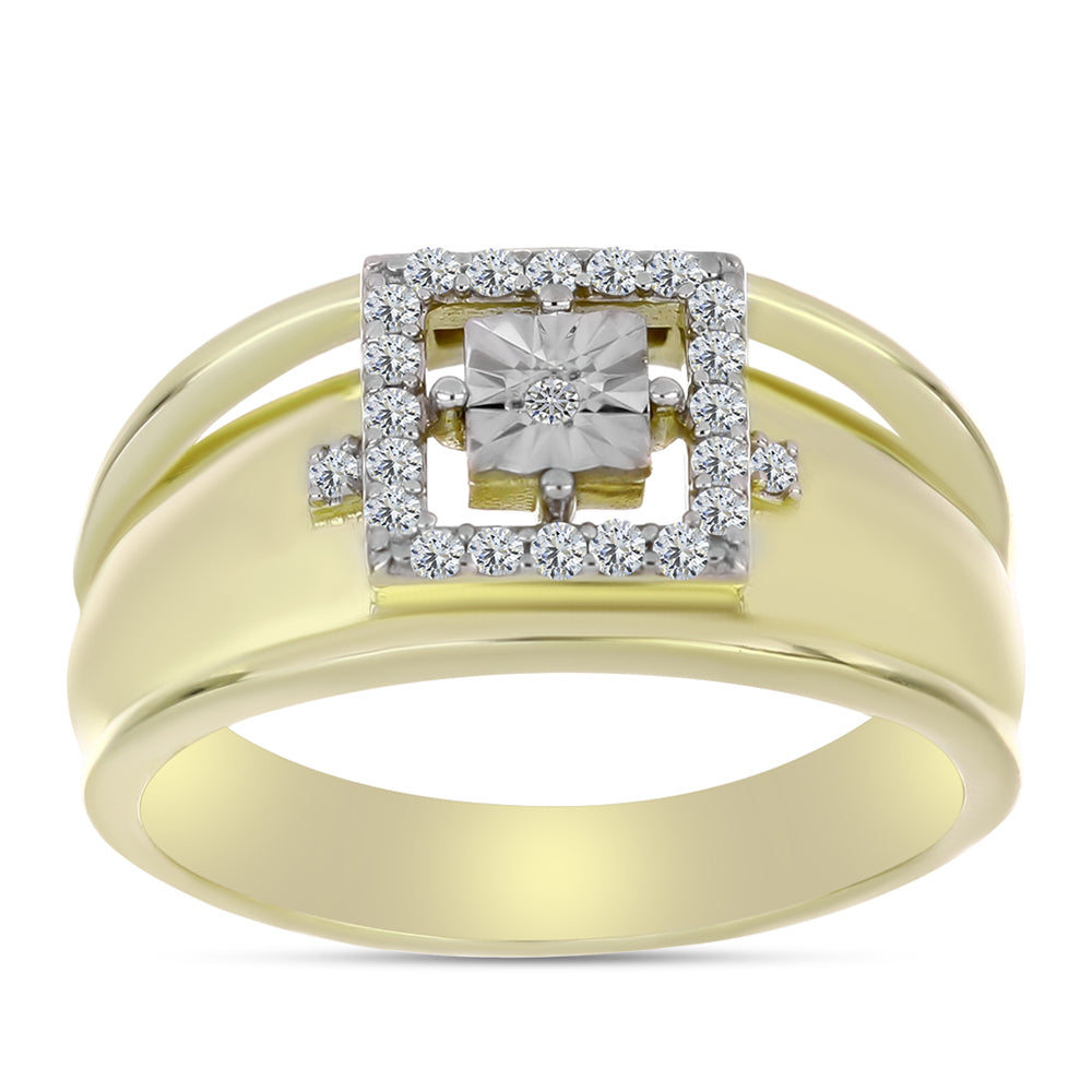 Goldplattierter Silberring mit weißem Diamant und weißem Topas 7 