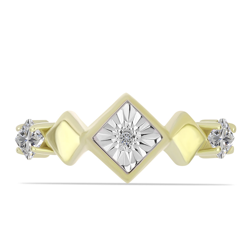 Goldplattierter Silberring mit weißem Diamant und weißem Topas 5 