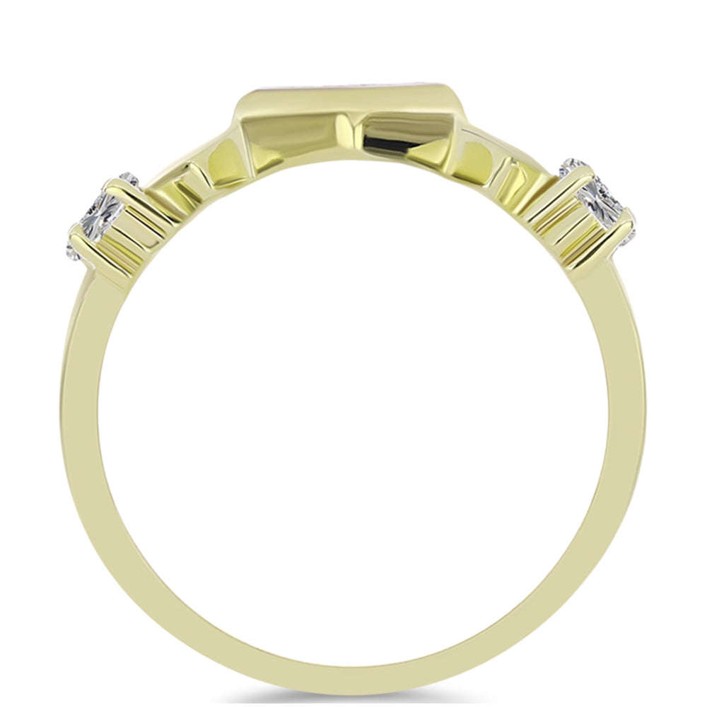 Goldplattierter Silberring mit weißem Diamant und weißem Topas 6 
