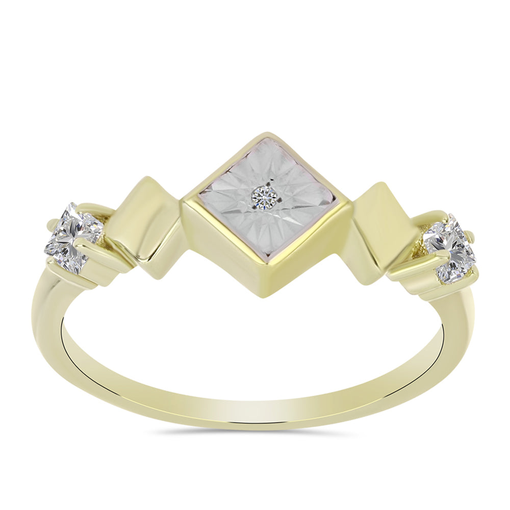 Goldplattierter Silberring mit weißem Diamant und weißem Topas