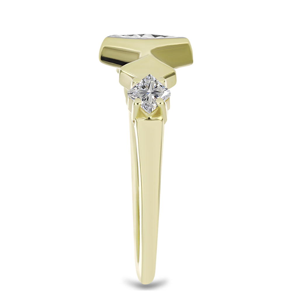 Goldplattierter Silberring mit weißem Diamant und weißem Topas 4 