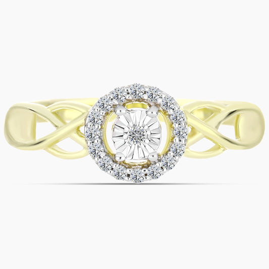 Goldplattierter Silberring mit weißem Diamant und weißem Topas