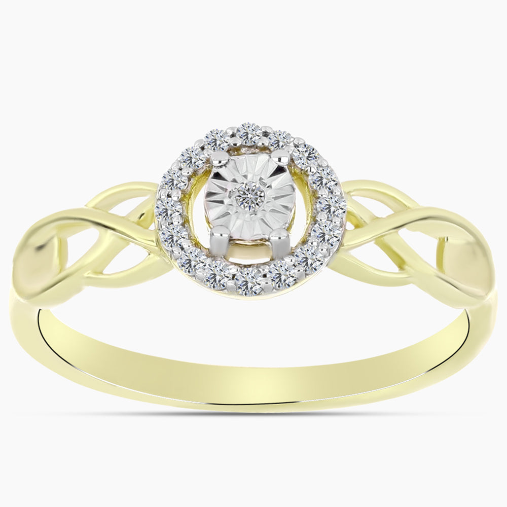 Goldplattierter Silberring mit weißem Diamant und weißem Topas