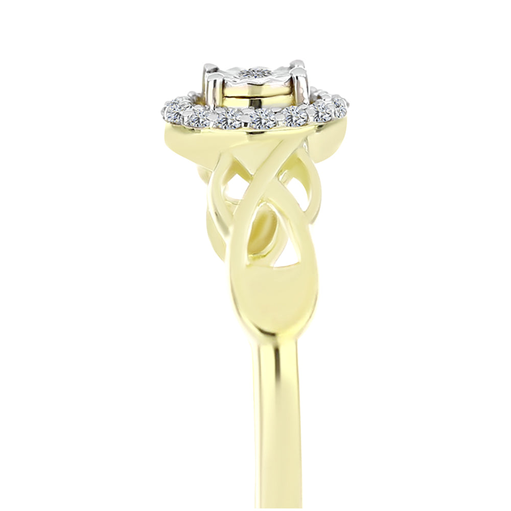 Goldplattierter Silberring mit weißem Diamant und weißem Topas