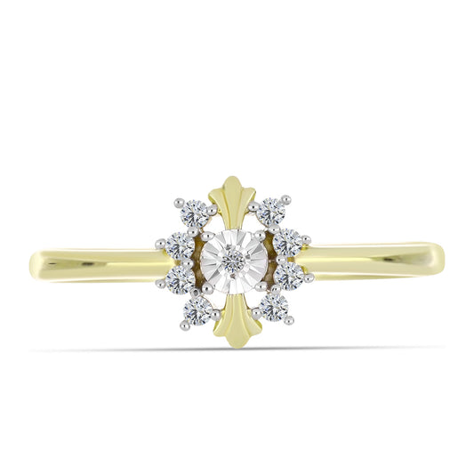 Goldplattierter Silberring mit weißem Diamant und weißem Topas