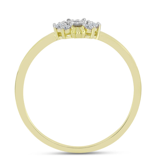 Goldplattierter Silberring mit weißem Diamant und weißem Topas