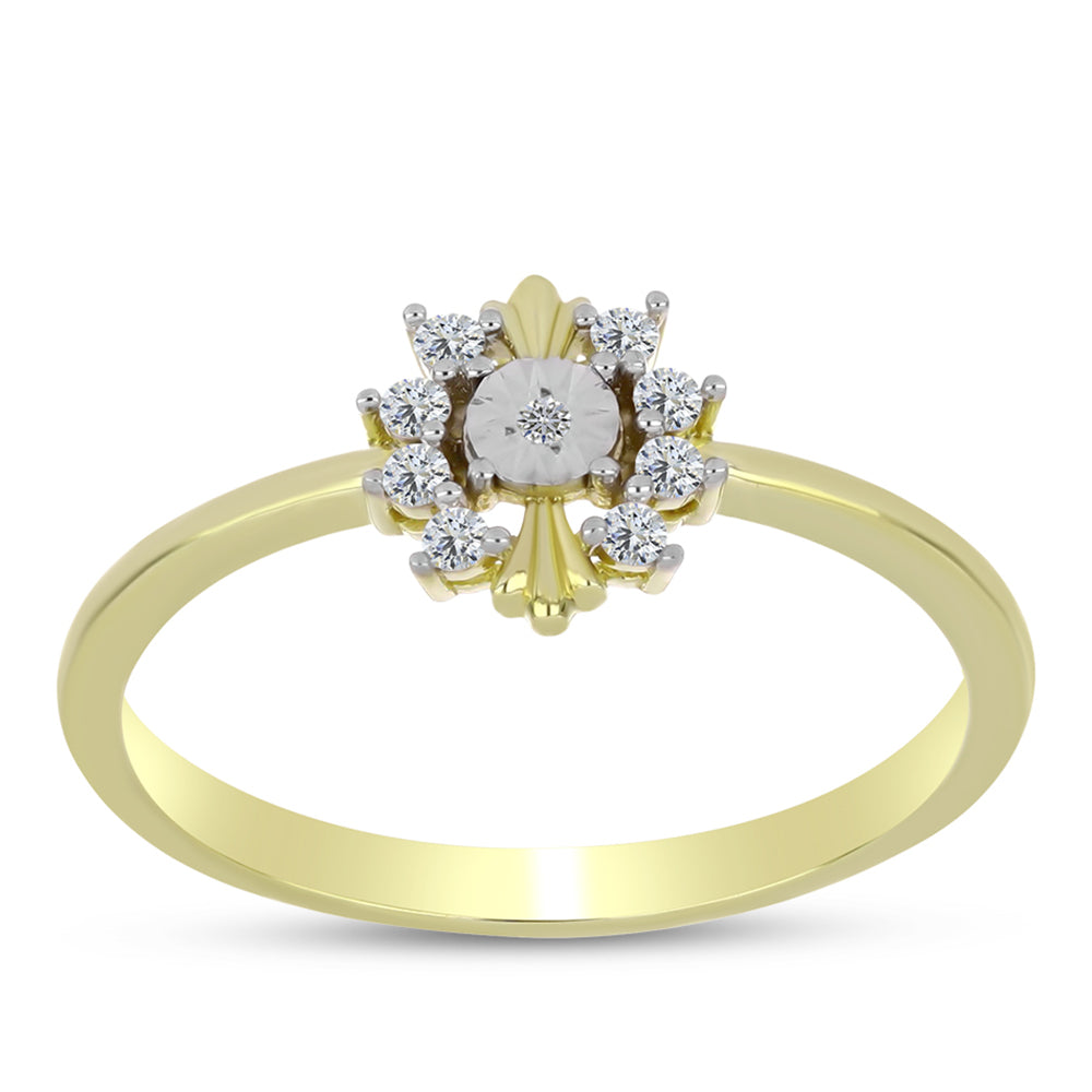 Goldplattierter Silberring mit weißem Diamant und weißem Topas