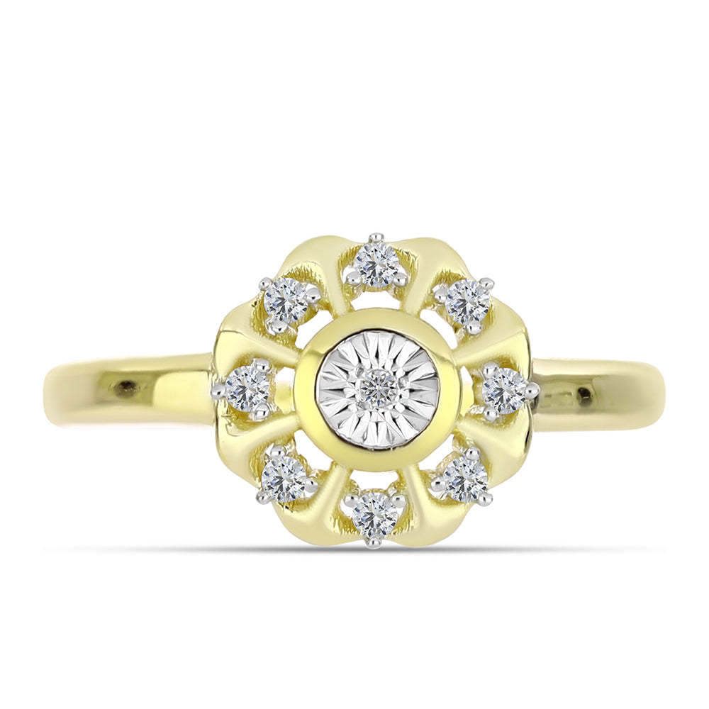 Goldplattierter Silberring mit weißem Diamant und weißem Topas 1 