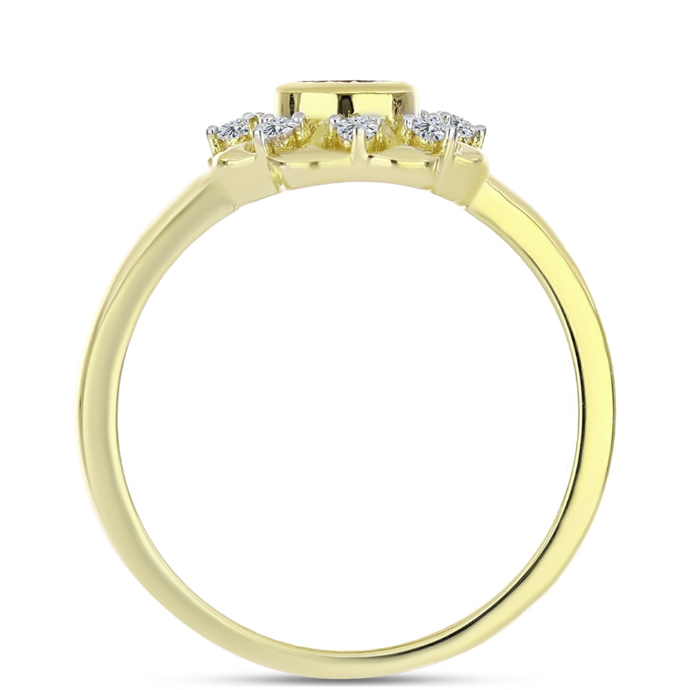 Goldplattierter Silberring mit weißem Diamant und weißem Topas