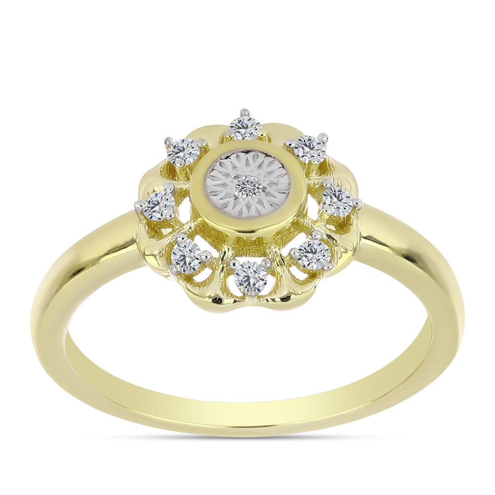 Goldplattierter Silberring mit weißem Diamant und weißem Topas