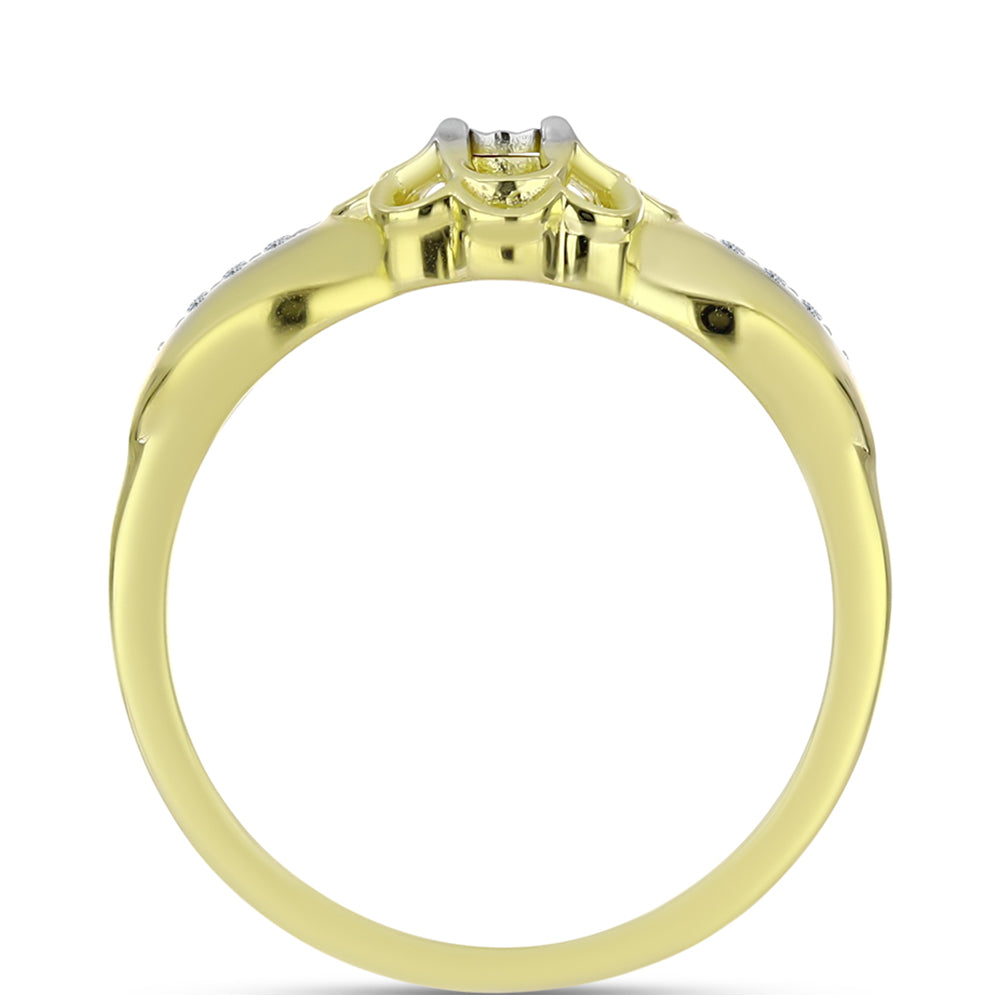 Goldplattierter Silberring mit weißem Diamant und weißem Topas 2 