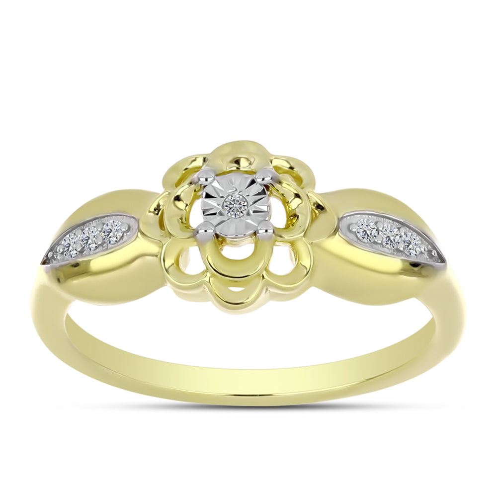 Goldplattierter Silberring mit weißem Diamant und weißem Topas 3 